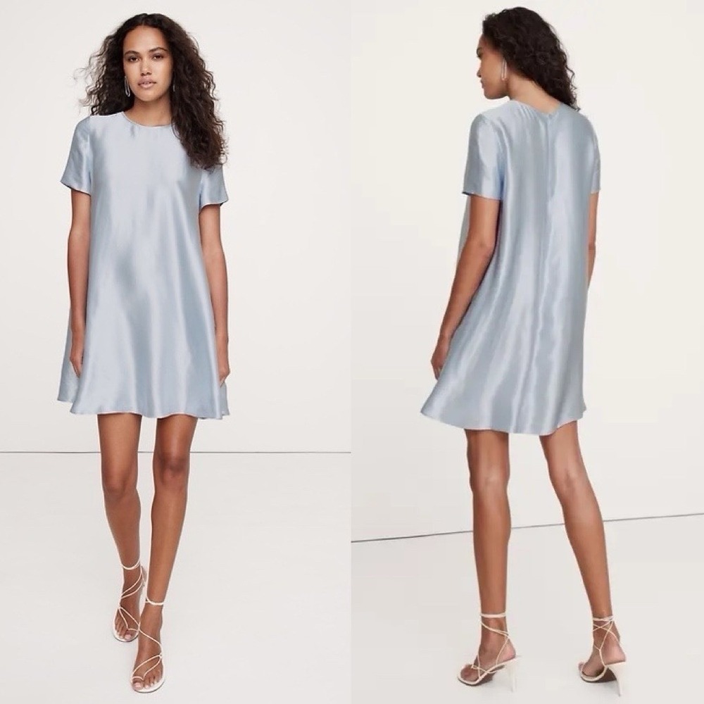 Banana Republic Light Blue Satin Mini Dress